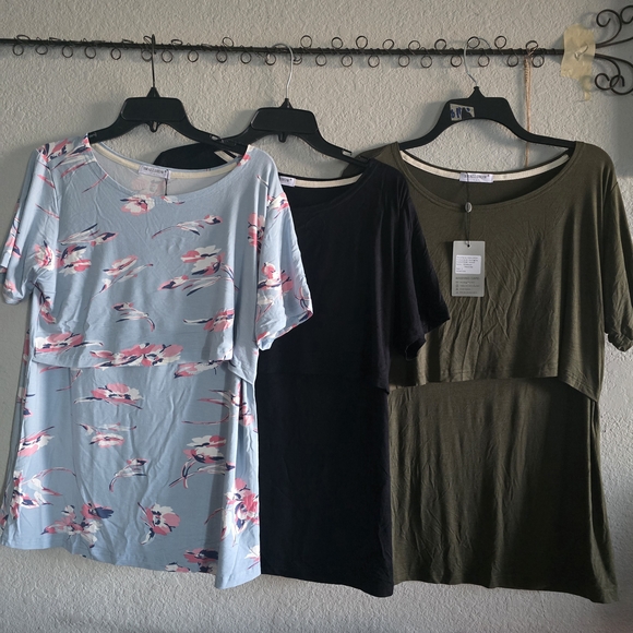 Smallshow Other - Stylish Floral, Black, and Olive Green Women's Maternity Tees